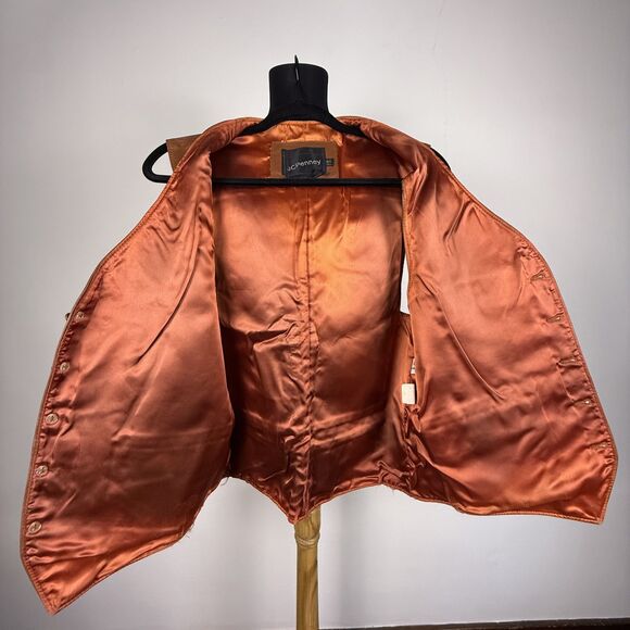 Vintage 70s Genuine Leather Cognac Brown Vest | JCPenny Western Cowboy - Picture 6 of 13